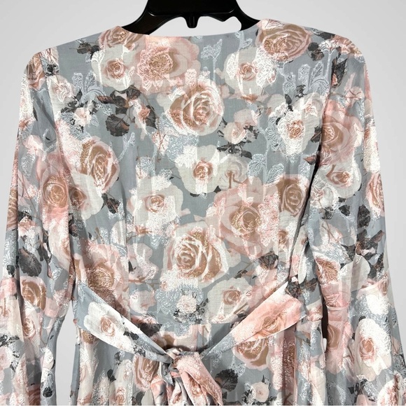 Fransesca’s Mi Ami Dress Size Medium Pink & Gray Floral Fit & Flare Coquette - Picture 7 of 8